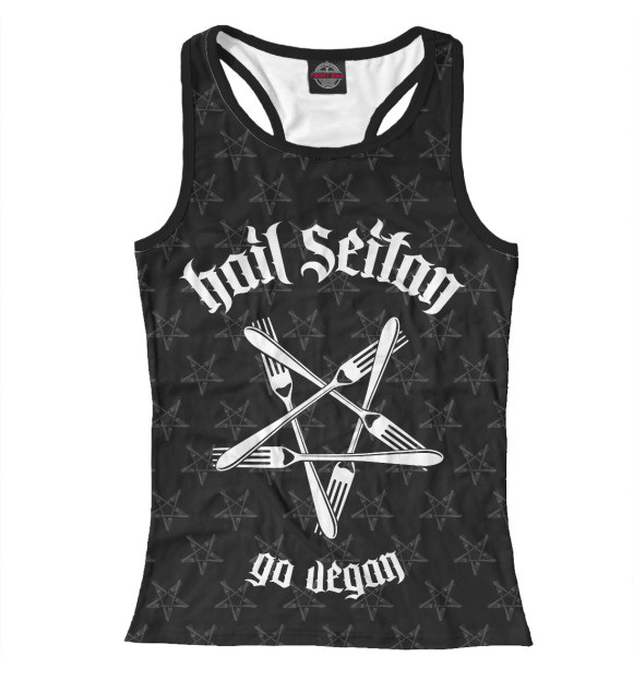 Женская майка-борцовка с изображением Hail Seitan цвета Белый