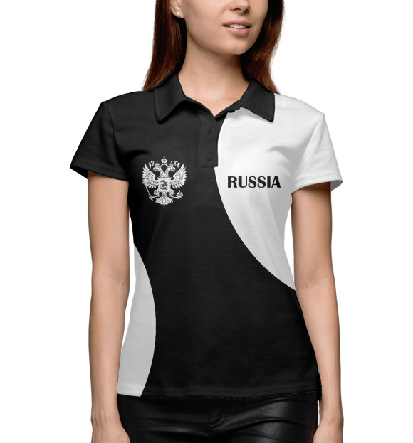 Женское поло с изображением Russia Black&White цвета Белый