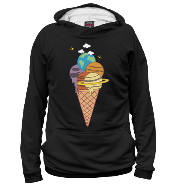 Мужское худи с изображением Space Ice Cream цвета Белый