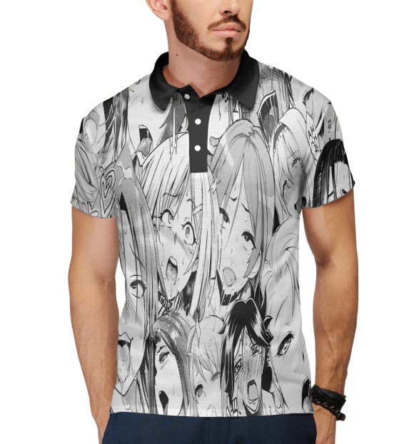 Мужское поло с изображением Ahegao | Ахэгао цвета Белый