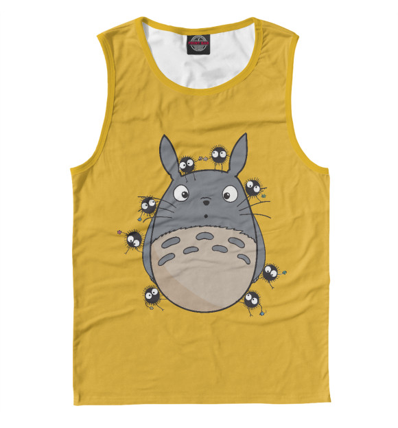 Мужская майка с притом Милый Тоторо цвета Белый Мужская майка с изображением Милый Тоторо цвета Белый