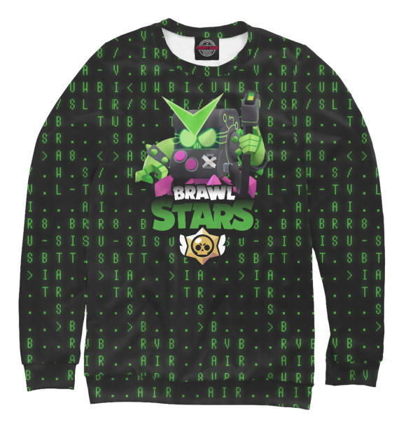 Мужской свитшот с изображением Brawl Stars Virus 8-Bit цвета Белый