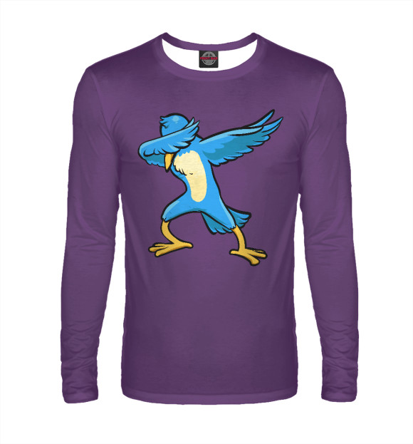 Мужской лонгслив с изображением Dab bird цвета Белый