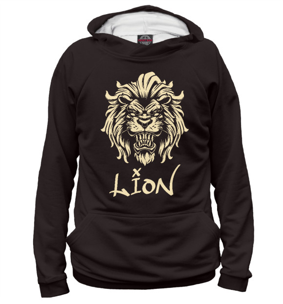 Мужское худи с изображением Lion#2 цвета Белый