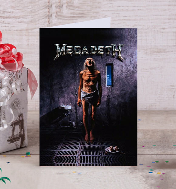 Открытка с изображением Megadeth цвета Белый