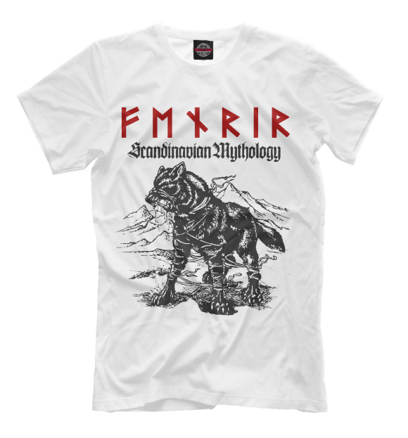 Мужская футболка с изображением Fenrir цвета Белый