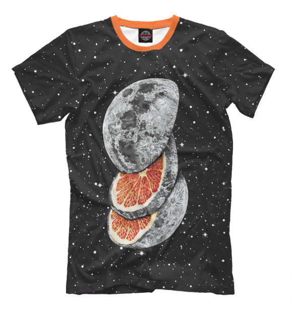 Мужская футболка с изображением Апельсиновая Луна цвета Черный
