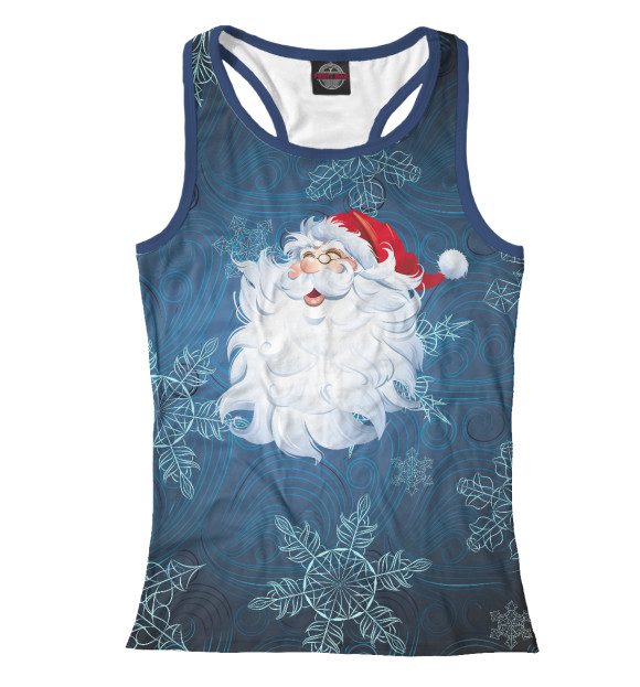 Женская майка-борцовка с изображением Веселый Дед Мороз цвета Белый