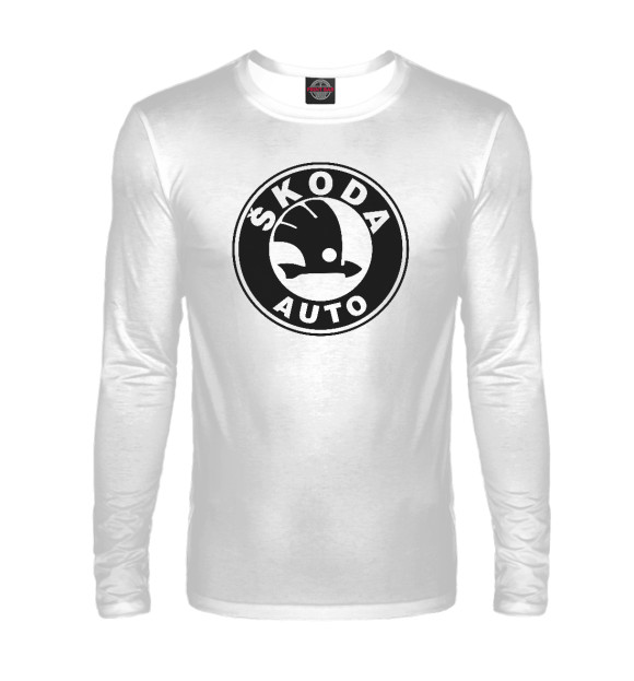 Мужской лонгслив с изображением Skoda цвета Белый