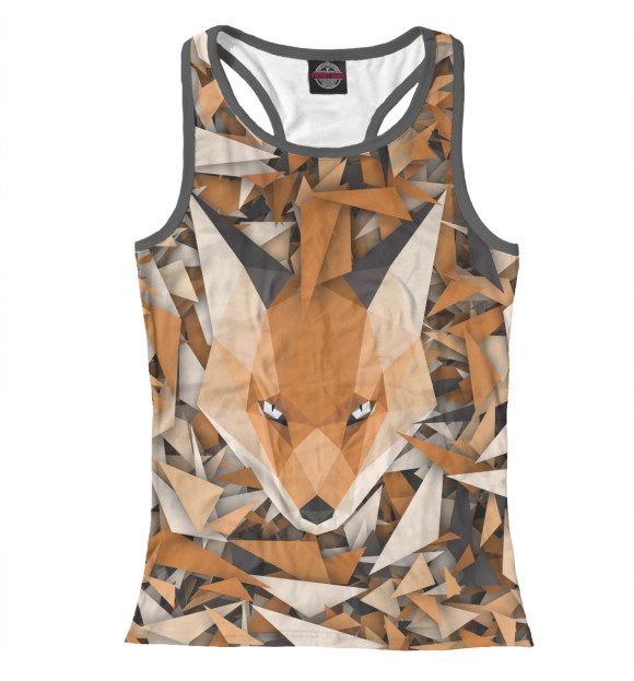 Женская майка-борцовка с изображением Геометрический лис цвета Белый