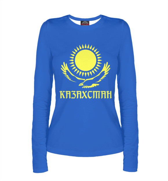 Женский лонгслив с изображением Казахстан цвета Белый