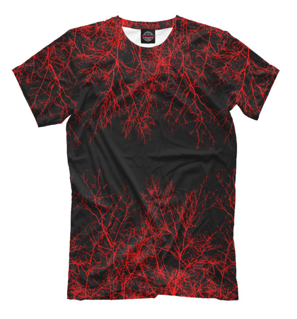 Мужская футболка с изображением Красные деревья цвета Молочно-белый