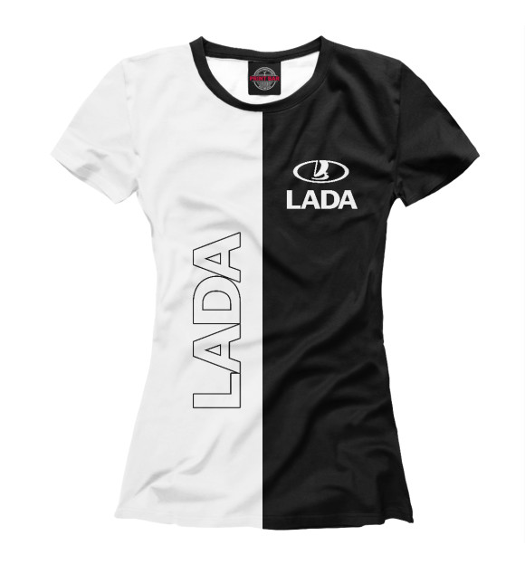 Футболка для девочек с изображением Lada цвета Белый