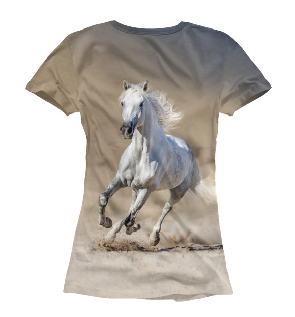 Женская футболка с изображением Белый конь цвета Белый
