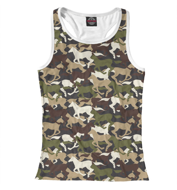 Женская майка-борцовка с изображением Лошади цвета Белый