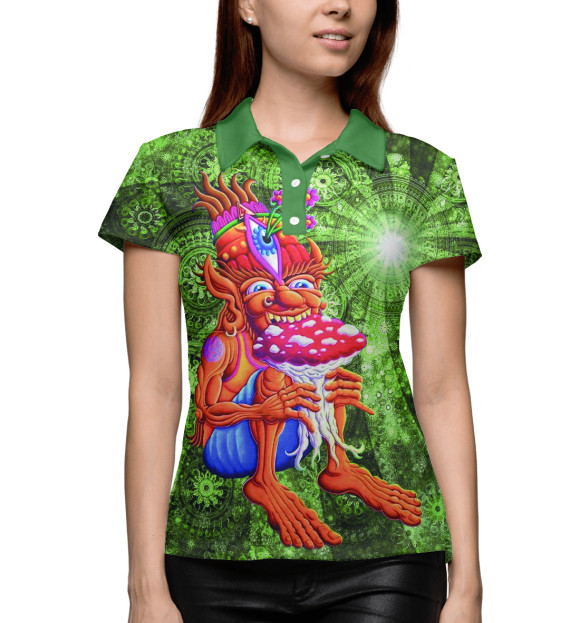 Женское поло с изображением Грибоед цвета Белый