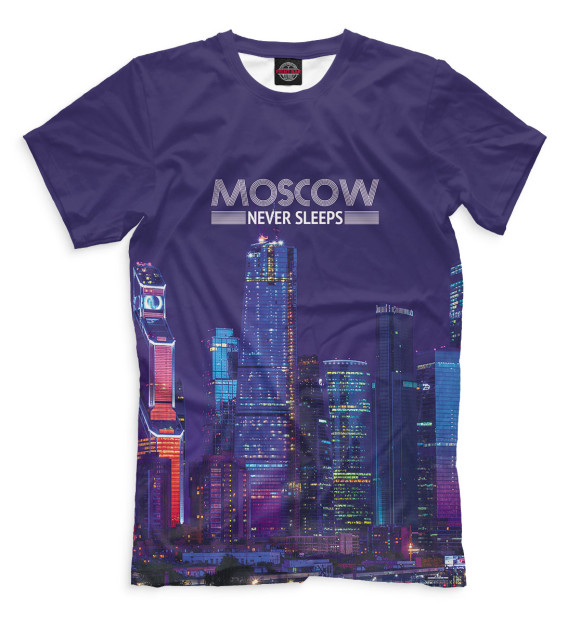 Футболка для мальчиков с изображением Moscow never sleeps цвета Молочно-белый