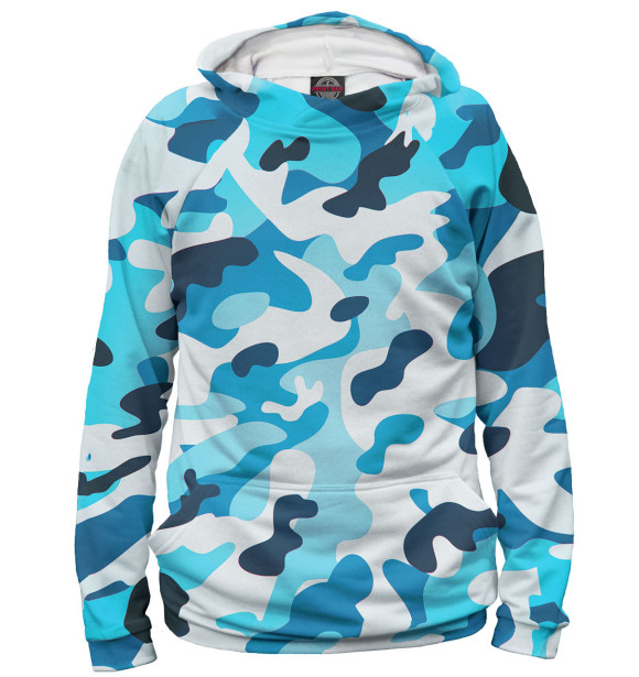 Мужское худи с притом Камуфляж цвета Белый Мужское худи с изображением Камуфляж цвета Белый