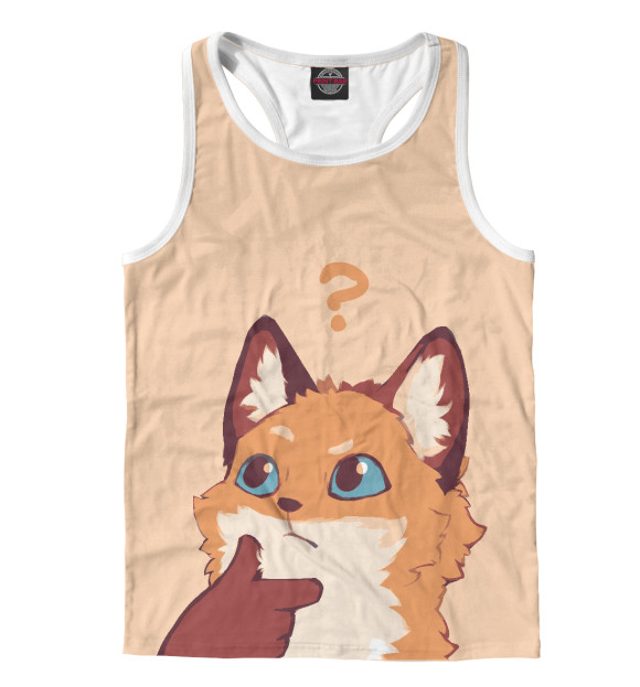 Мужская майка-борцовка с изображением Озадаченная лиса цвета Белый