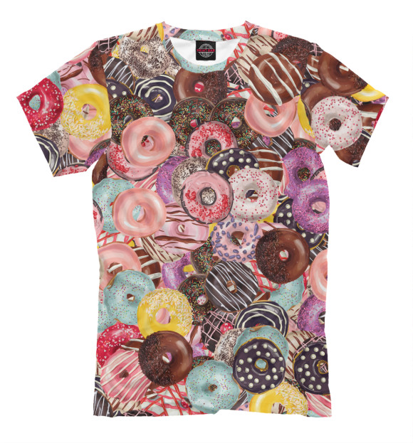 Мужская футболка с изображением Пончики цвета Белый