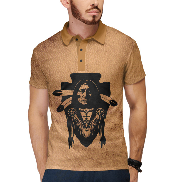 Мужское поло с изображением Вождь цвета Белый