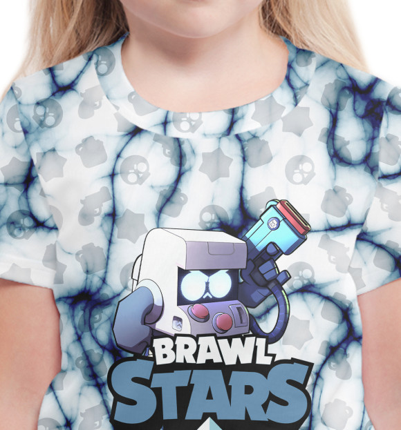 Футболка для девочек с изображением Brawl Stars: 8BIT цвета Белый