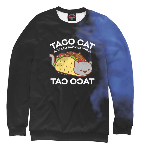 Свитшот для девочек с изображением TACO CAT цвета Белый