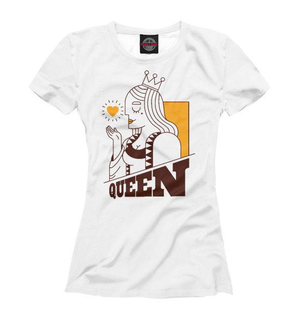 Женская футболка с изображением Королева цвета Белый