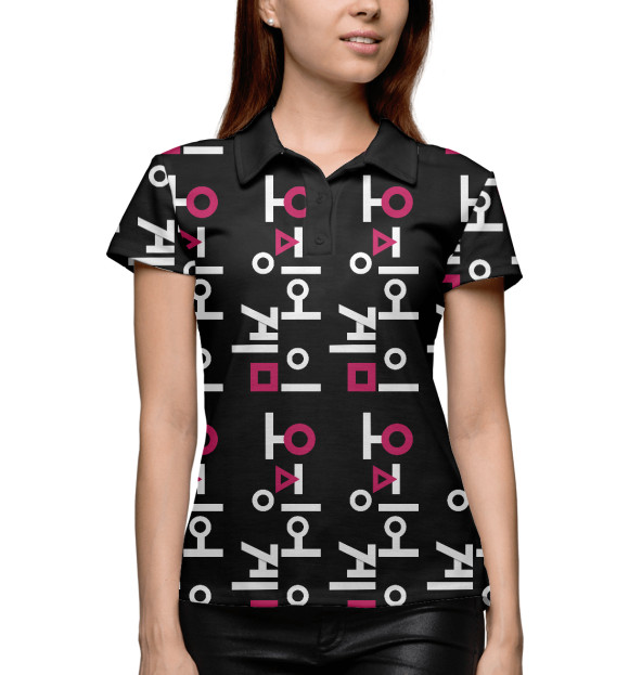 Женское поло с изображением Игра в кальмара цвета Белый