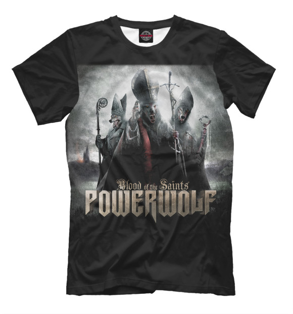Мужская футболка с изображением Powerwolf цвета Белый