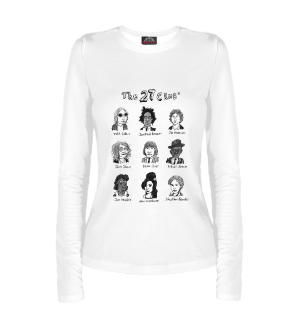Женский лонгслив с изображением The 27 club цвета Белый