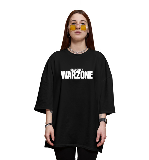 Женская футболка оверсайз с изображением Call of Duty  Warzone цвета Черный