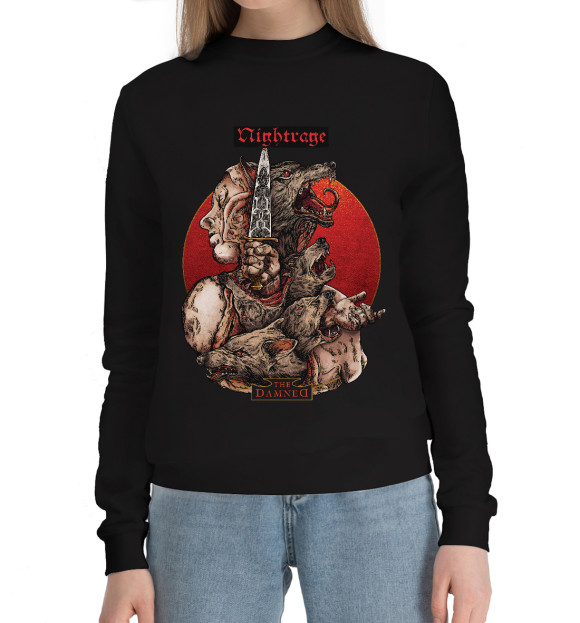 Женский хлопковый свитшот с изображением Nightrage цвета Черный