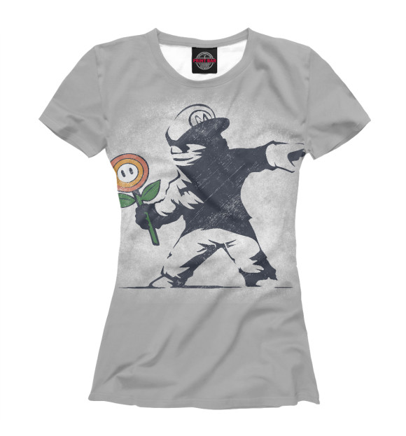 Женская футболка с изображением Супер Марио цвета Белый