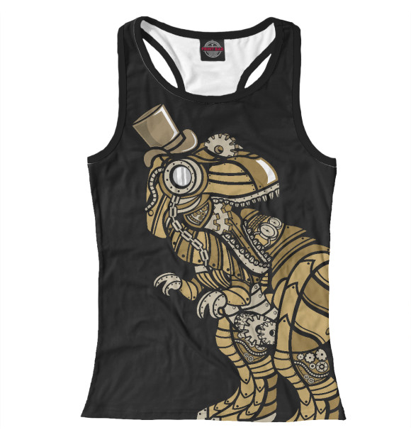 Женская майка-борцовка с изображением T-Rex Механический цвета Белый