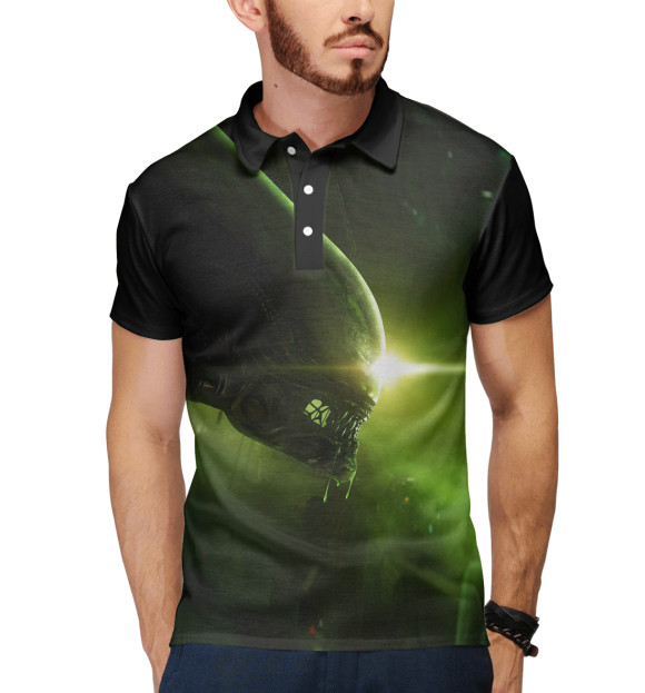 Мужское поло с изображением Чужой цвета Белый