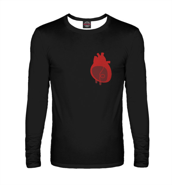 Мужской лонгслив с изображением Сердце цвета Белый
