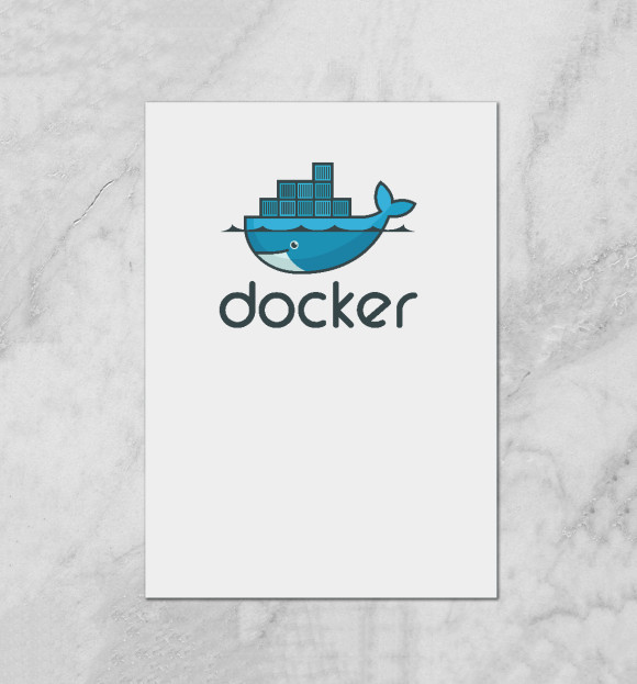 Плакат с изображением Docker цвета Белый