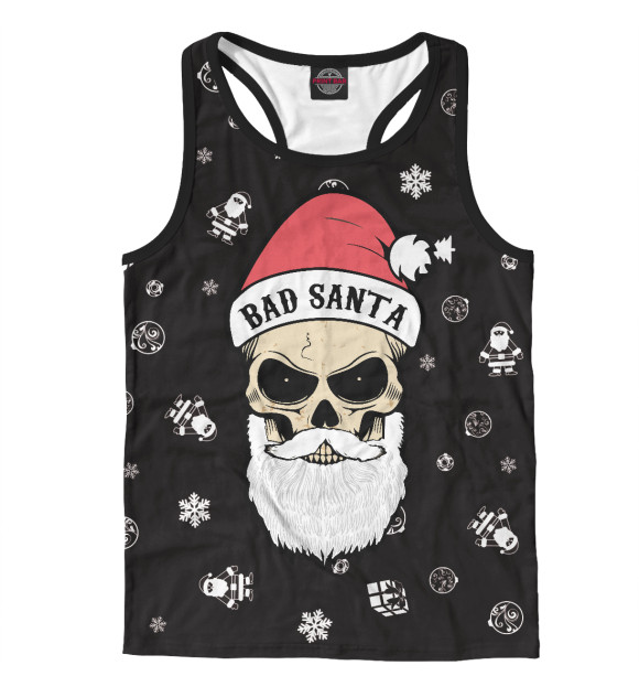 Мужская майка-борцовка с изображением Bad Santa цвета Белый