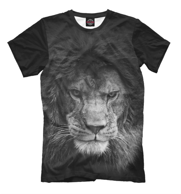 Мужская футболка с изображением Lion цвета Черный