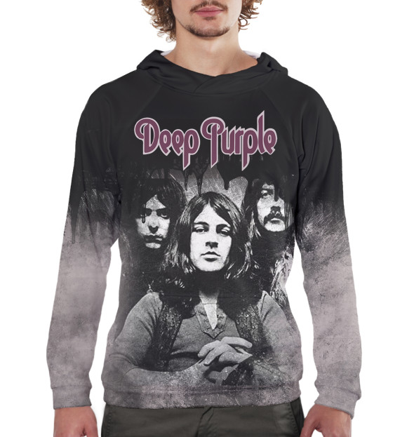 Мужское худи с изображением Deep Purple цвета Белый