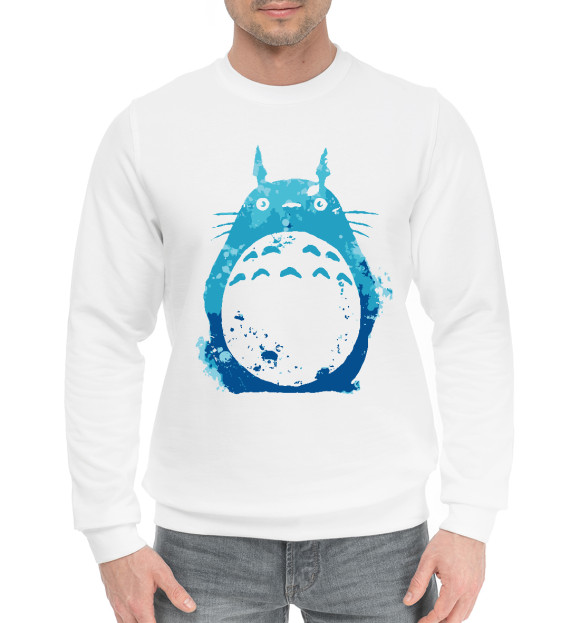 Мужской хлопковый свитшот с изображением Blue Totoro цвета Белый