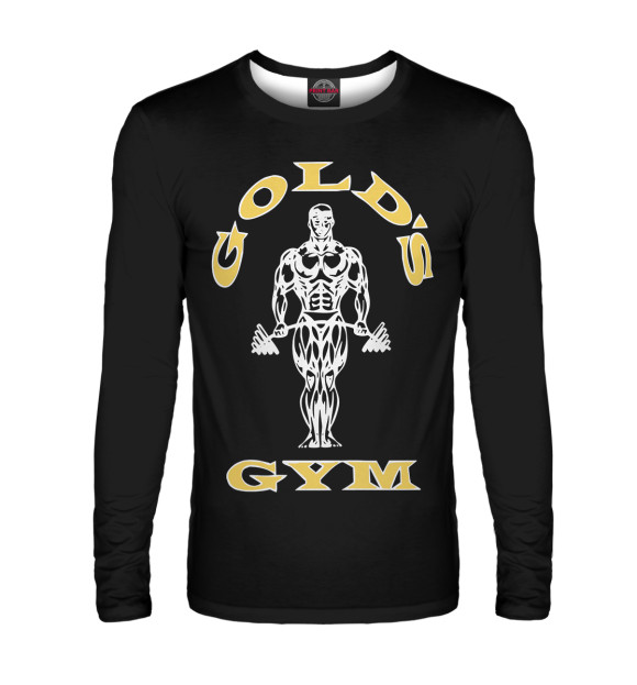 Мужской лонгслив с изображением Gold's Gym цвета Белый