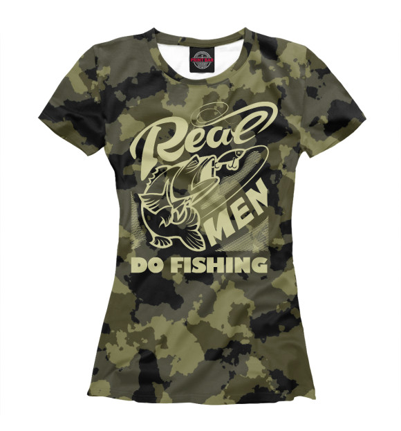 Футболка для девочек с изображением Real men do fishing цвета Белый