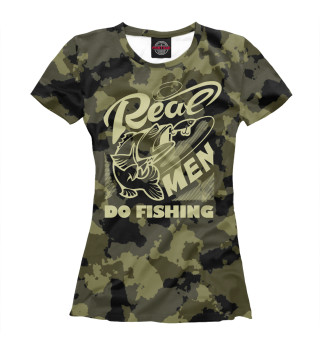 Футболка для девочек Real men do fishing