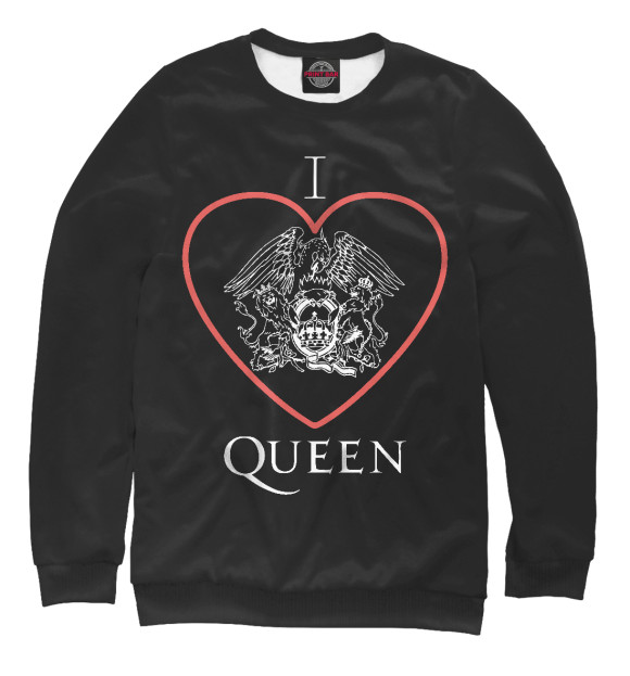 Женский свитшот с изображением Я люблю Queen цвета Белый