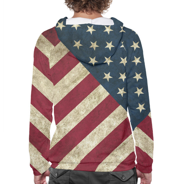 Мужское худи с изображением Флаг США цвета Белый