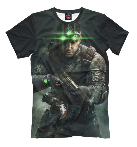 Мужская футболка с изображением Splinter Cell: Blacklist — Сэм Фишер цвета Черный
