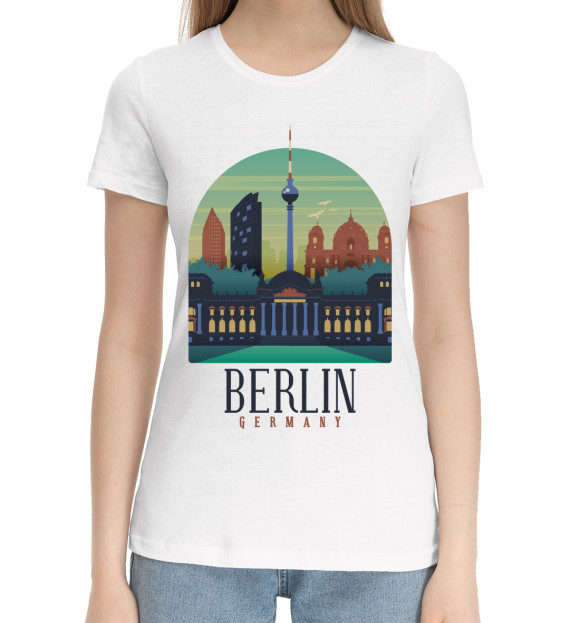 Женская хлопковая футболка с изображением Berlin цвета Белый