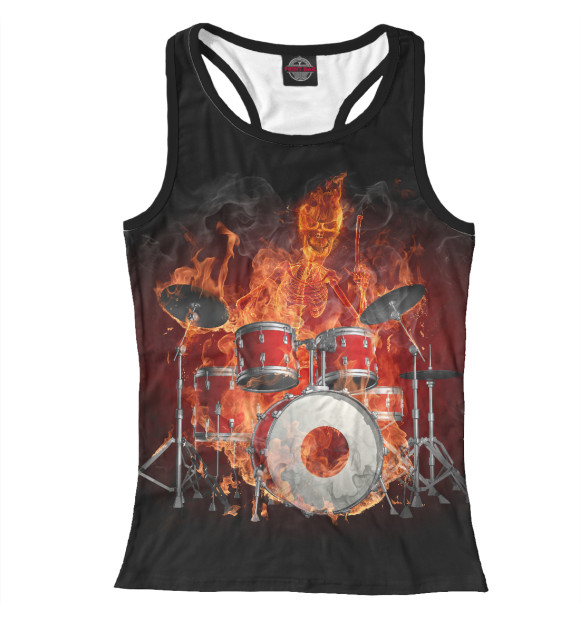 Женская майка-борцовка с изображением Музыка- огонь цвета Белый